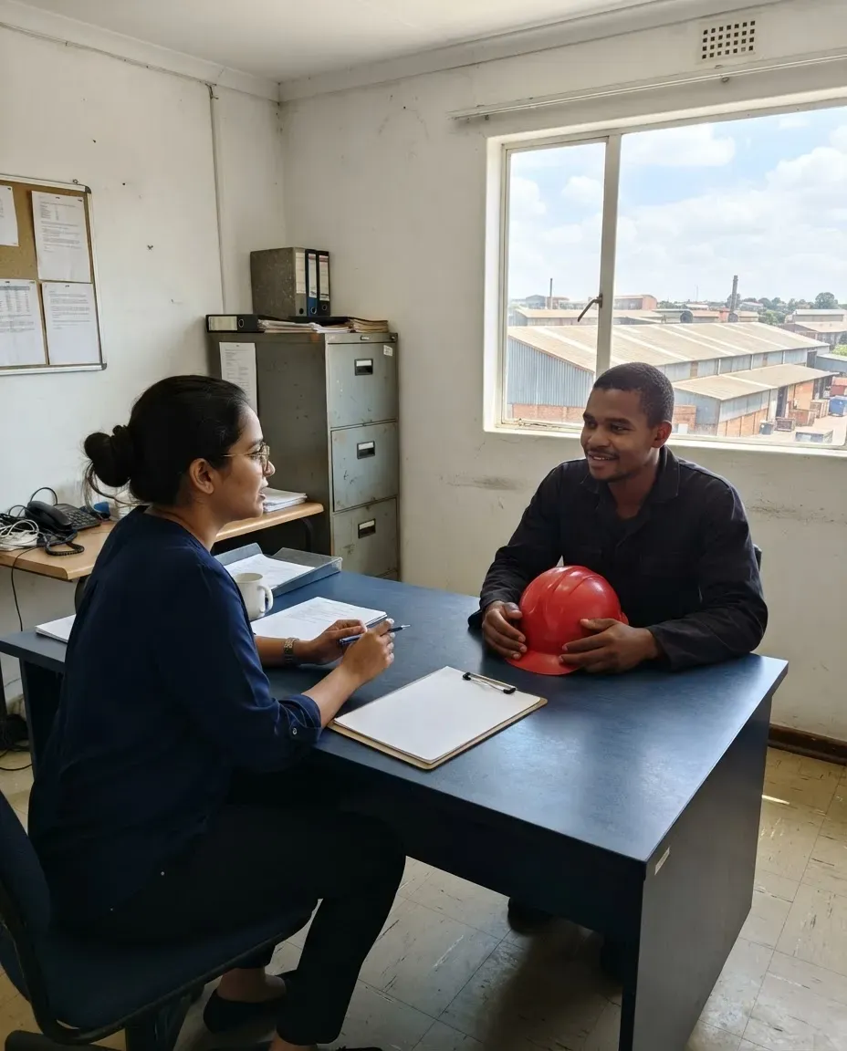 Recruiter screening a candidate in an office